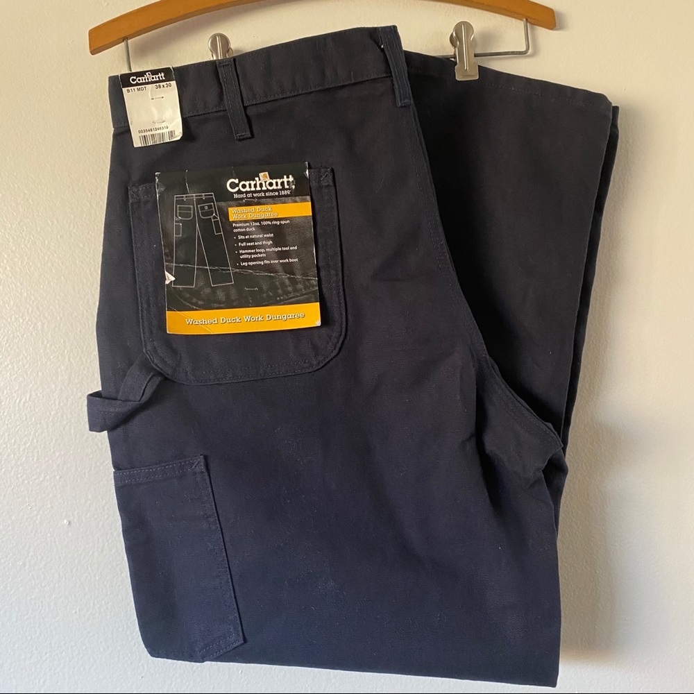 NWT Carhartt Navy Duck Dungaree Work Pants 38x30